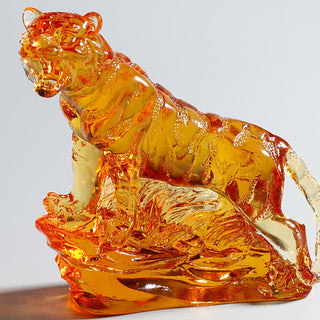 Buddha Gift Handmade Liuli Crystal Tiger Art Piece Protection Home Decoration