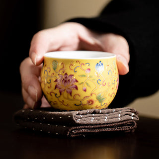 Buddha Gift Lotus Flower Pod Pattern Ceramic Teacup Kung Fu Tea Cup 80ml