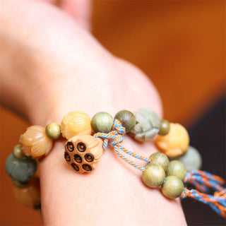 Buddha Gift Bodhi Seed Lotus Green Sandalwood Wisdom Harmony Bracelet