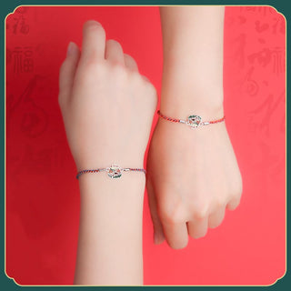 Buddha Gift 925 Sterling Silver Zongzi Pattern Luck Multicolored Handcrafted Bracelet
