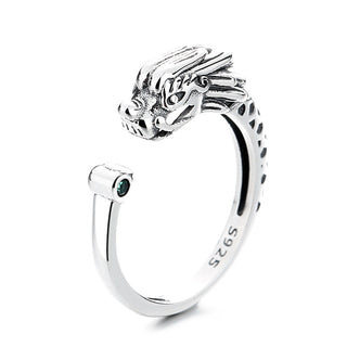 Buddha Gift 925 Sterling Silver Year Of The Dragon Luck Protection Adjustable Metal Ring