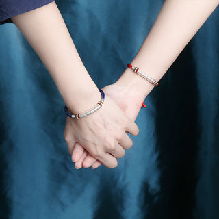 Buddha Gift 999 Sterling Silver Om Mani Padme Hum Protection Strength String Bracelet