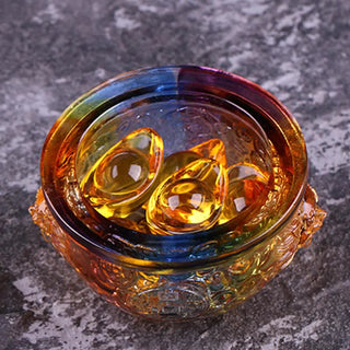 Buddha Gift Handmade Liuli Crystal Treasure Bowl Art Piece Home Decoration
