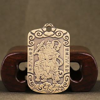 Buddha Gift God of Wealth Zhao Gongming Copper Protection Necklace Pendant Key Chain