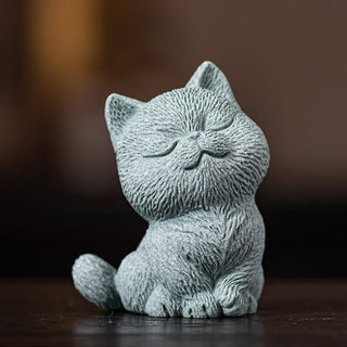 Buddha Gift Small Cat Home Tea Pet Figurine Desk Decoration