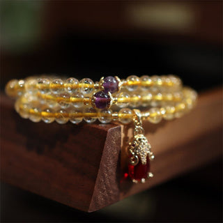 Buddha Gift Citrine Amethyst PiXiu Prosperity Happiness Protection Bracelet