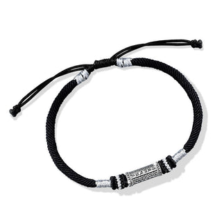 Buddha Gift 925 Sterling Silver Om Mani Padme Hum Wisdom Braided Rope Bracelet