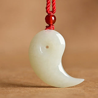 Buddha Gift Yin Yang White Jade Cyan Jade Protection Blessing Necklace String Pendant