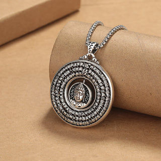 Buddha Gift Heart Sutra Buddha Carved Peace Buckle Design Serenity Rotatable Necklace Pendant