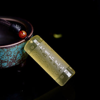 Buddha Gift Heart Sutra Citrine Happiness Strength Necklace Pendant