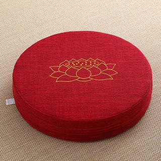 Buddha Gift Lotus Embroidery Cotton Linen Meditation Seat Cushion
