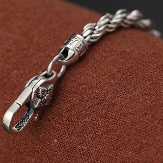 Buddha Gift 925 Sterling Silver Tibet Om Mani Padme Hum Double Dorje Vajra Twisted Design Peace Love Bracelet