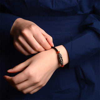 Buddha Gift Tibetan Nine-Eye Dzi Bead Prosperity String Bracelet