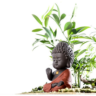 Buddha Gift Small Buddha Serenity Purple Clay Home Desk Decoration