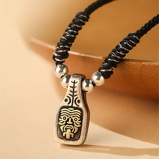 Buddha Gift Tibetan 925 Sterling Silver Zakiram Goddess of Wealth Protection Rope Necklace Pendant