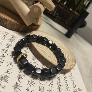 Buddha Gift Tibetan Ebony Wood Square Beads Peace Calm Bracelet