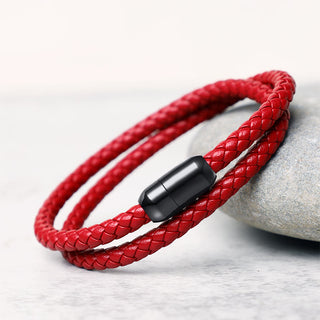 Buddha Gift Genuine Leather Red String Protection Magnetic Buckle Bracelet