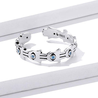 Buddha Gift 925 Sterling Silver Hamsa Symbol Zircon Adjustable Ring