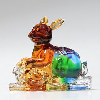 Buddha Gift Year of the Dragon Handmade 12 Chinese Zodiac Liuli Crystal Art Piece Protection Home Office Decoration