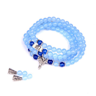 Buddha Gift 108 Beads Blue Crystal Healing Bracelet Mala