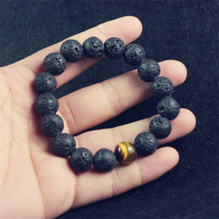 Buddha Gift Lava Rock Tiger Eye Stone Peace Healing Bracelet