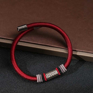 Buddha Gift 925 Sterling Silver Om Mani Padme Hum Peace Red String Bracelet