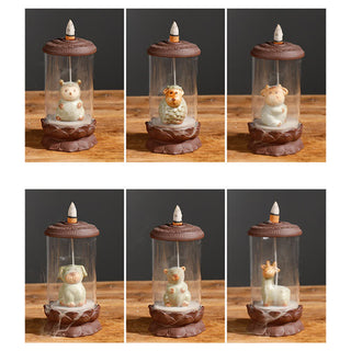 Buddha Gift Meditation Wukong Monkey King Purple Clay Windshield Lotus Backflow Smoke Fountain Incense Burner Decoration