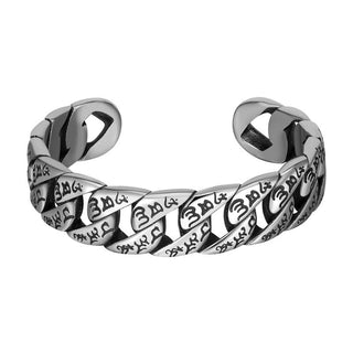 Buddha Gift Tibetan Om Mani Padme Hum Mantra Titanium Steel Peace Cuf Bangle Bracelet