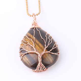 Buddha Gift Natural Quartz Crystal Tree Of Life Healing Energy Necklace Pendant