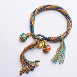 Buddha Gift Gold Swallowing Beast Family Luck Reincarnation Knot Braid Colorful String Bracelet