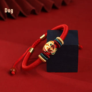 Buddha Gift Handmade 925 Sterling Silver Year of the Dragon Cute Chinese Zodiac Luck Braided Red Bracelet