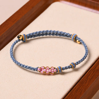 Buddha Gift Handmade Peach Blossom Protection Braided Rope Bracelet