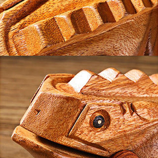 Buddha Gift Handcrafted FengShui Wealth Luck Frog Mini Wooden Croaking Frog Guiro Decoration