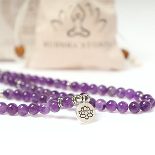 Buddha Gift Natural Amethyst Purification Mala Bracelet