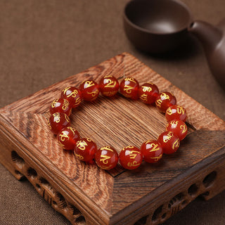 Buddha Gift Tibet White Crystal Black Onyx Om Mani Padme Hum Meditation Bracelet