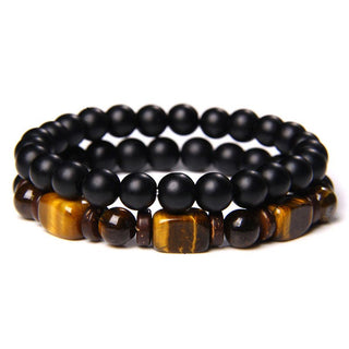 Buddha Gift Tiger Eye Frosted Stone Hematite Courage Bracelet