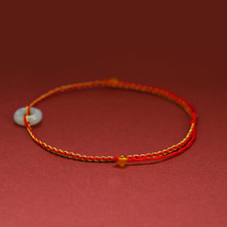 Buddha Gift Round Peace Buckle Jade Luck Abundance Braided Bracelet Anklet