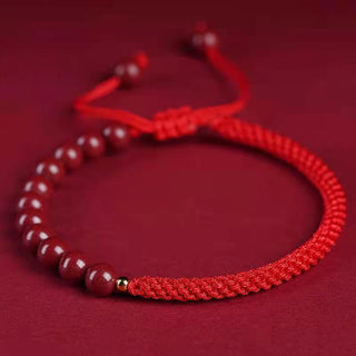 Buddha Gift Natural Cinnabar King Kong Knot Blessing String Bracelet