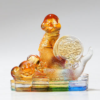 Buddha Gift Year of the Dragon Handmade 12 Chinese Zodiac Liuli Crystal Art Piece Protection Home Office Decoration
