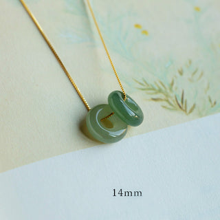 Buddha Gift Natural Round Jade Peace Buckle Luck Abundance Necklace Pendant
