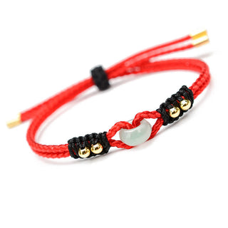 Buddha Gift Round Peace Buckle Jade Abundance Wealth String Bracelet