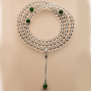 Buddha Gift 108 Beads White Crystal Jade Meditation Bracelet Mala