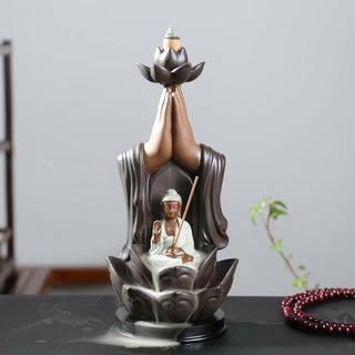 Buddha Gift Buddha Avalokitesvara Chenrezig Ksitigarbha Ceramic Lotus Blessing Backflow Incense Burner