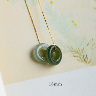 Buddha Gift Natural Round Jade Peace Buckle Luck Abundance Necklace Pendant