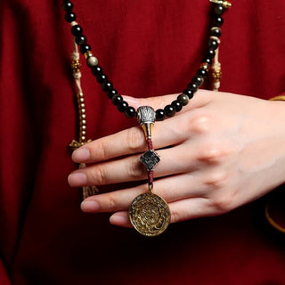 Buddha Gift 108 Mala Beads Gold Sheen Obsidian Tiger Eye Eagle's Eye Stone Wealth Bracelet