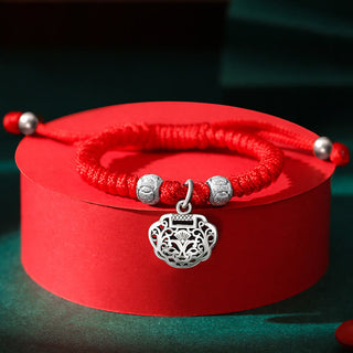 Buddha Gift 925 Sterling Silver Chinese Lock Charm Multicolored Red String Protection Handmade Braided Kids Bracelet