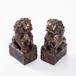 Buddha Gift 2Pcs Lion Statue Courage Strength Resin Home Office Decoration