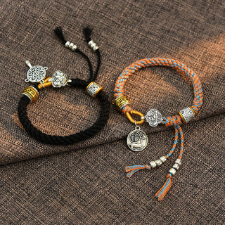 Buddha Gift Handmade Tibetan Om Mani Padme Hum Fu Character Luck Fortune Braided Bracelet