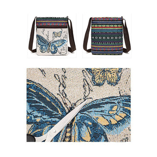 Buddha Gift Elephant Butterfly Embroidered Canvas Tote Bag Shoulder Bag Crossbody Bag