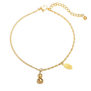 Buddha Gift 18k Gold Lucky Gourd Design Wealth Buckle Anklet